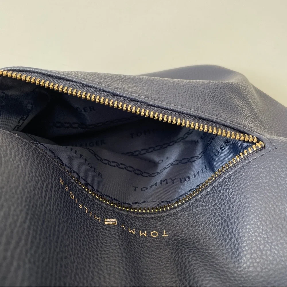 Tommy Hilfiger Navy Leather Mini Backpack with Gold Hardware - Picture 11 of 14